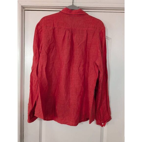 Lands' End Linen Button up Shirt women's Large 14-16 coral flowy beachy - Picture 7 of 7